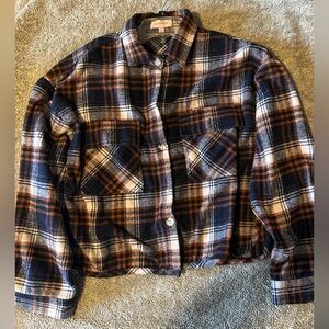 Buttermelon Navy Blue and Brown Shacket - Thick and Warm